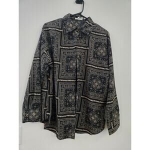 MIMOSA Black Bandana Print Oversized Button Down Shirt Women’s Size S NWT – Boho